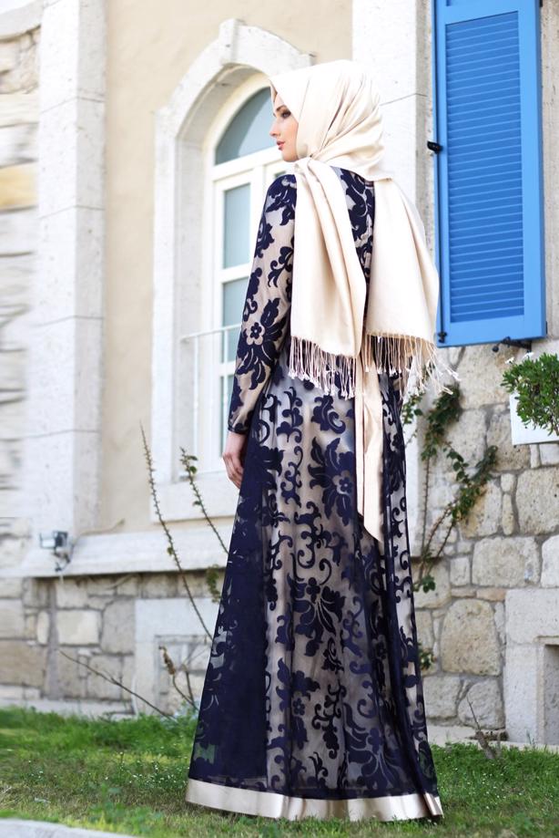 Vêtements hijab  T 2340 Nisa Kombinli Dantel Abiye - TRENDTESETTÜR