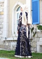 Vêtements hijab BLEU MARINE T 2340 Nisa Kombinli Dantel Abiye