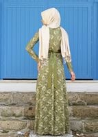 Vêtements hijab KAKI T 2341 Nisa Kuşaklı Dantel Abiye