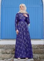 Hijab clothing NAVY BLUE T 2341 Nisa Kuşaklı Dantel Abiye
