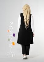 Tesettür giyim KREM T 382 Filizler Kolyeli 2&prime;li Tunik