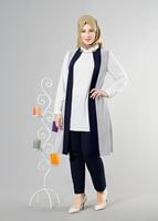 Tesettür giyim KREM T 382 Filizler Kolyeli 2&prime;li Tunik