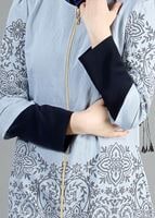 Tesettür giyim MAVİ T 441 Filizler Fermuarlı Tunik