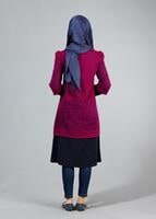 Tesettür giyim MOR T 441 Filizler Fermuarlı Tunik