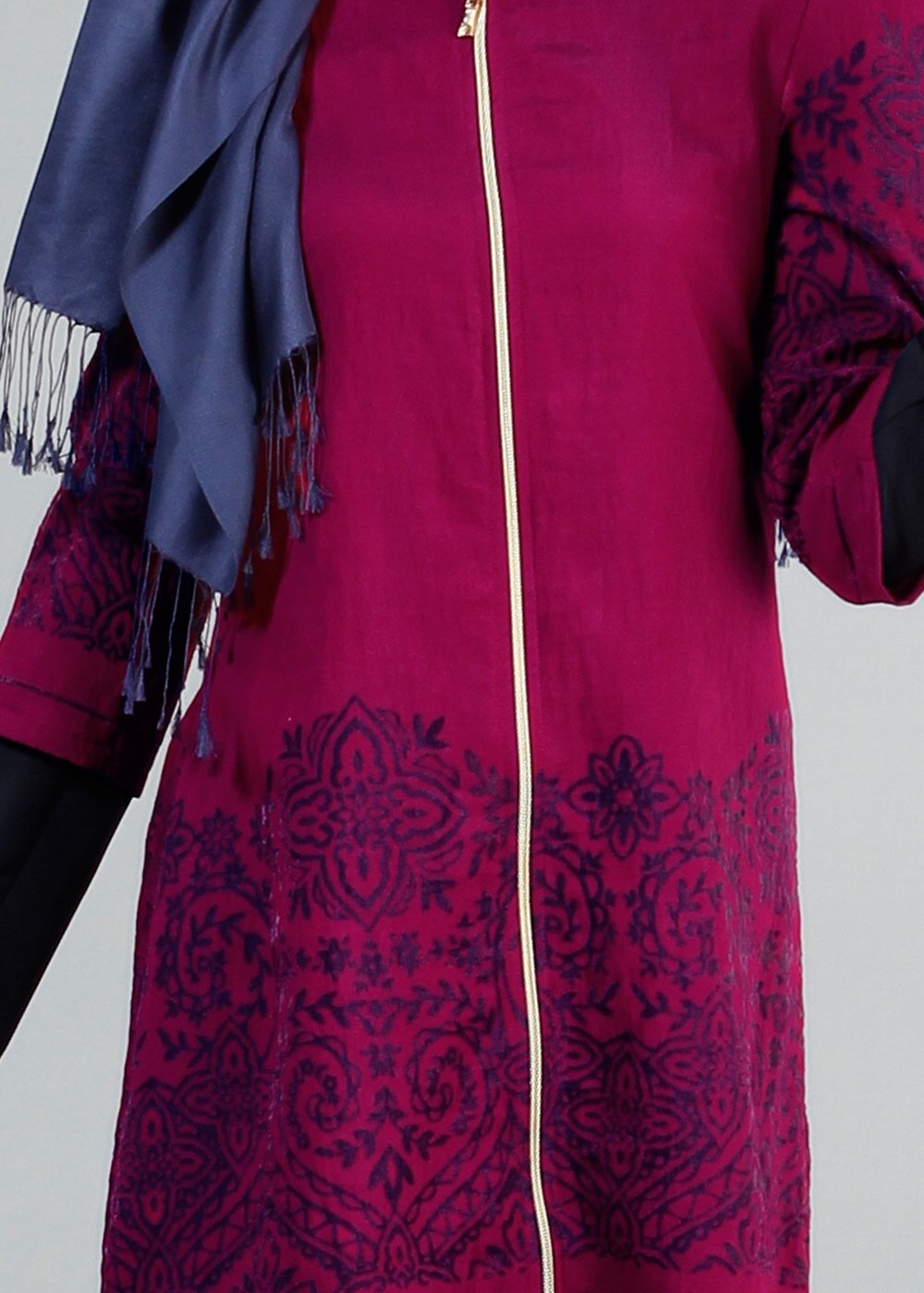 Tesettür giyim MOR T 441 Filizler Fermuarlı Tunik