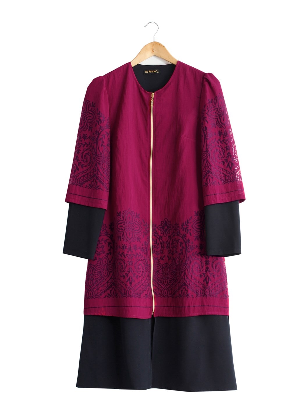 Tesettür giyim MOR T 441 Filizler Fermuarlı Tunik