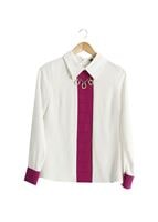 Tesettür giyim KREM T 494 Filizler Erkek Yaka Kolyeli Bluz