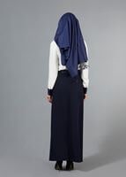 Tesettür giyim KREM T 494 Filizler Erkek Yaka Kolyeli Bluz