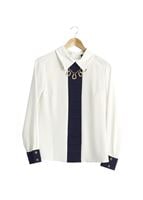 Tesettür giyim KREM T 494 Filizler Erkek Yaka Kolyeli Bluz