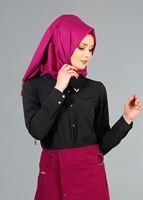 Tesettür giyim SİYAH ERKEK YAKA DÜĞMELİ BLUZ 1548 