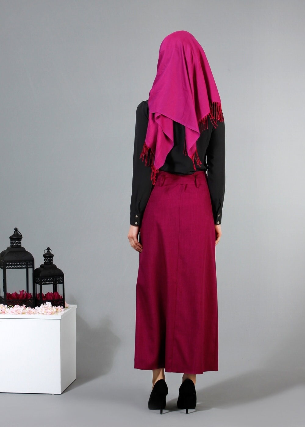 Tesettür giyim SİYAH ERKEK YAKA DÜĞMELİ BLUZ 1548 