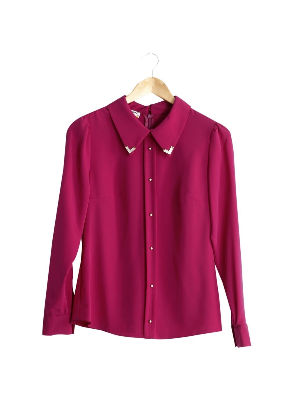 Tesettür giyim FUŞYA ERKEK YAKA DÜĞMELİ BLUZ 1548 