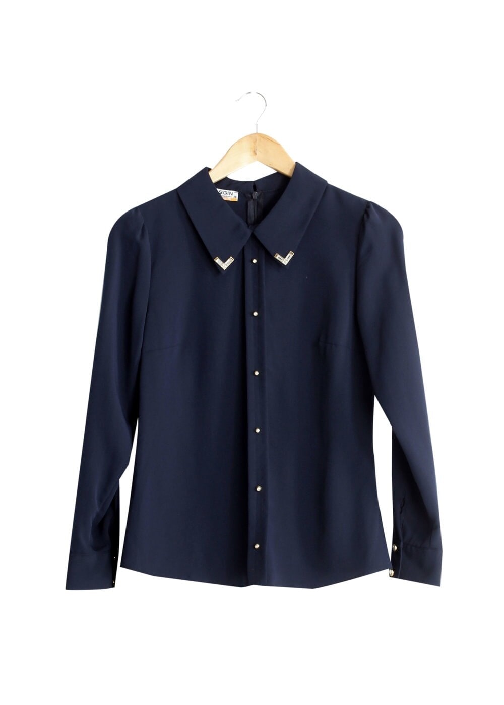 Tesettür giyim LACİVERT ERKEK YAKA DÜĞMELİ BLUZ 1548 