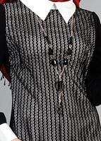 Tesettür giyim SİYAH T 3036 Öztaşgın Erkek Yaka Kolyeli Tunik