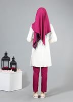 Tesettür giyim KREM T 3036 Öztaşgın Erkek Yaka Kolyeli Tunik