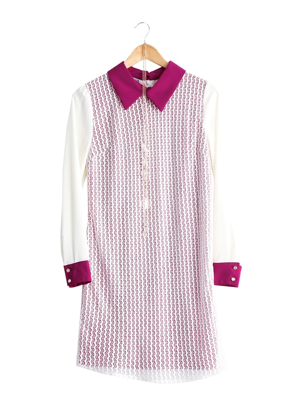 Tesettür giyim KREM T 3036 Öztaşgın Erkek Yaka Kolyeli Tunik