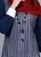 Tesettür giyim LACİVERT T 3036 Öztaşgın Erkek Yaka Kolyeli Tunik