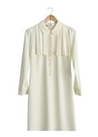 Tesettür giyim KREM T 3061 Öztaşgın Bebe Yaka Kolyeli Tunik