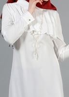 Tesettür giyim EKRU T 3061 Öztaşgın Bebe Yaka Kolyeli Tunik