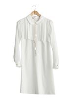 Tesettür giyim EKRU T 3061 Öztaşgın Bebe Yaka Kolyeli Tunik