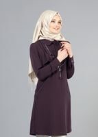 Tesettür giyim MÜRDÜM T 3061 Öztaşgın Bebe Yaka Kolyeli Tunik