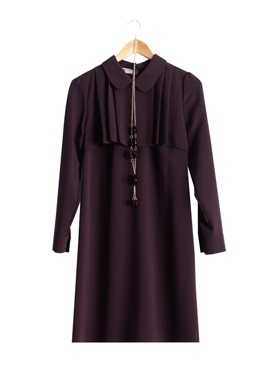 Tesettür giyim MÜRDÜM T 3061 Öztaşgın Bebe Yaka Kolyeli Tunik