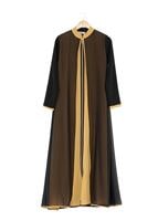 Tesettür giyim SİYAH T 8001 Öztaşgın Çift Renk Kombinli Ferace