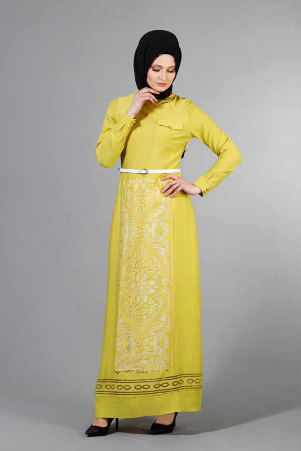 Vêtements hijab  T 4695 Puane Lazer Kesim Elbise - TRENDTESETTÜR