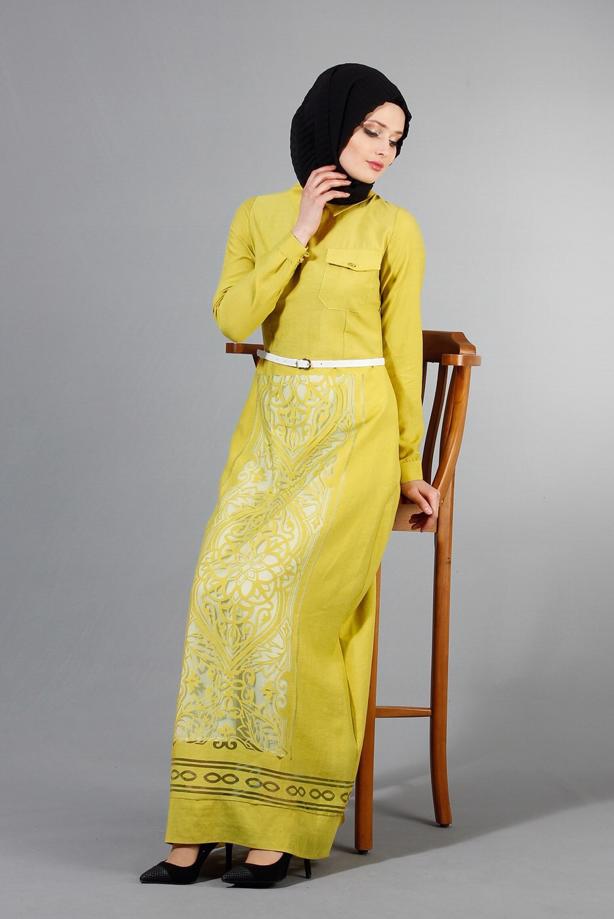 Vêtements hijab  T 4695 Puane Lazer Kesim Elbise - TRENDTESETTÜR