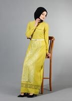 Vêtements hijab VERT T 4695 Puane Lazer Kesim Elbise