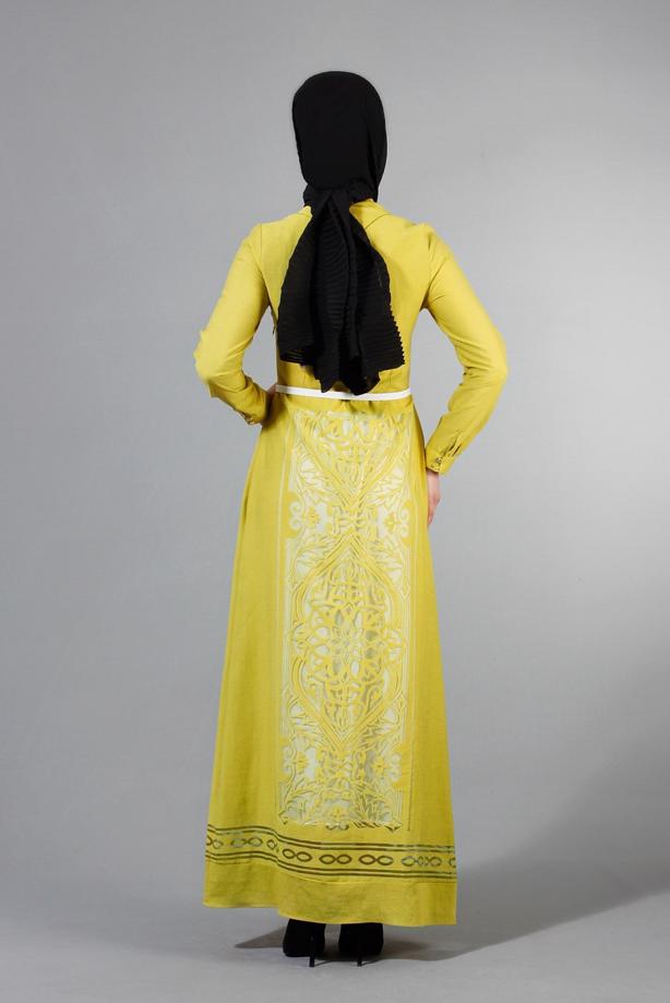 Vêtements hijab  T 4695 Puane Lazer Kesim Elbise - TRENDTESETTÜR