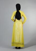 Vêtements hijab VERT T 4695 Puane Lazer Kesim Elbise