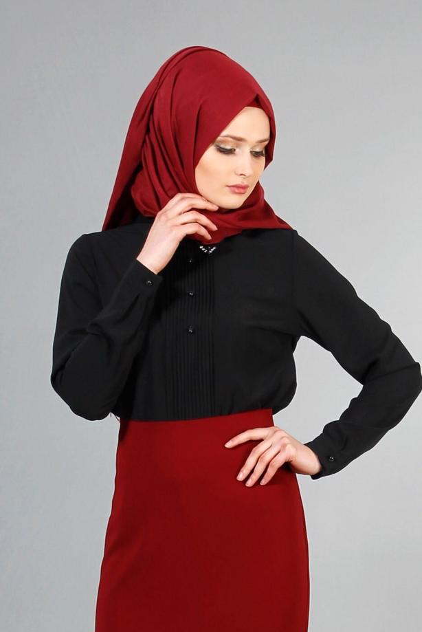 Vêtements hijab  PEARL DETAIL BLOUSE 8725  - TRENDTESETTÜR
