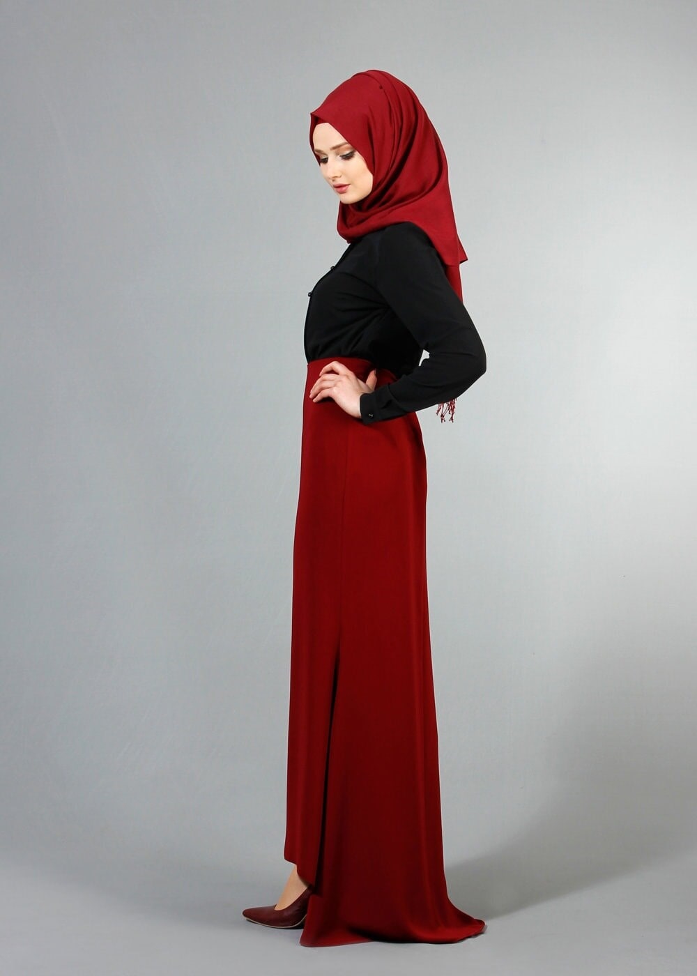 Vêtements hijab NOIR BLOUSE DÉTAILS PERLES 8725