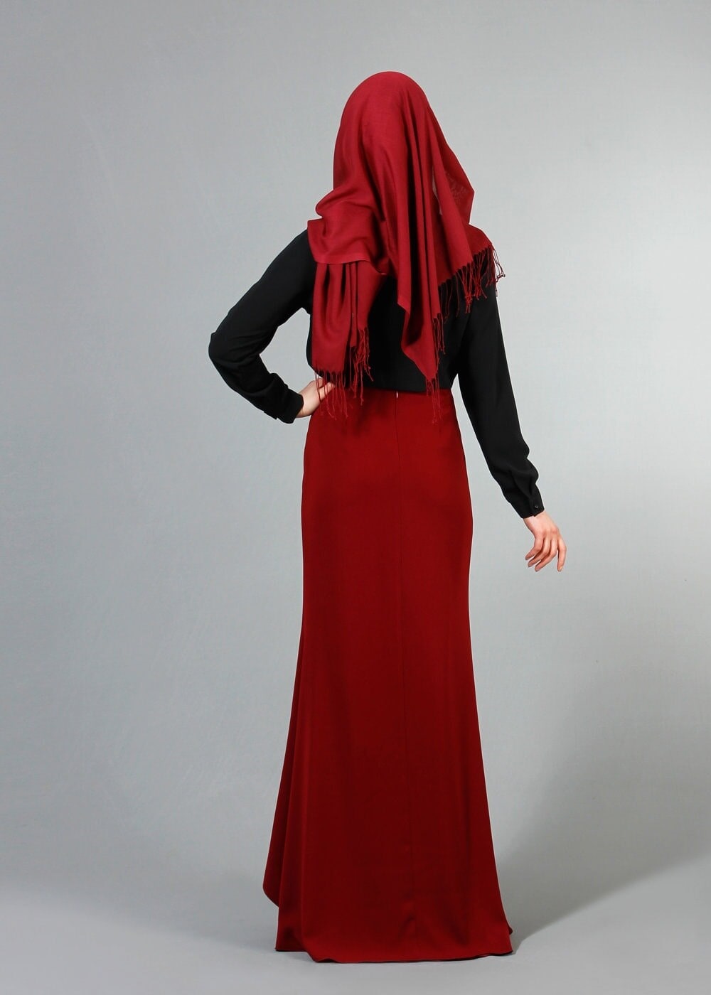 Vêtements hijab NOIR BLOUSE DÉTAILS PERLES 8725