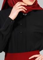 Vêtements hijab NOIR BLOUSE DÉTAILS PERLES 8725