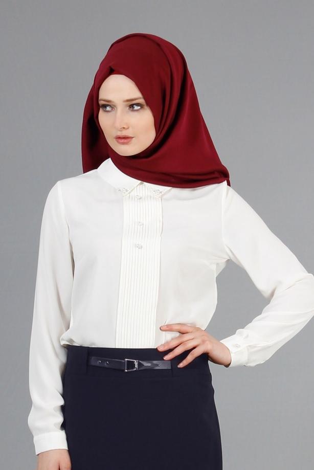 Vêtements hijab  PEARL DETAIL BLOUSE 8725  - TRENDTESETTÜR