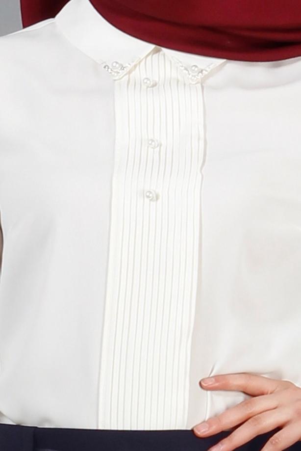 Vêtements hijab  PEARL DETAIL BLOUSE 8725  - TRENDTESETTÜR