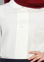 Vêtements hijab ÉCRU BLOUSE DÉTAILS PERLES 8725