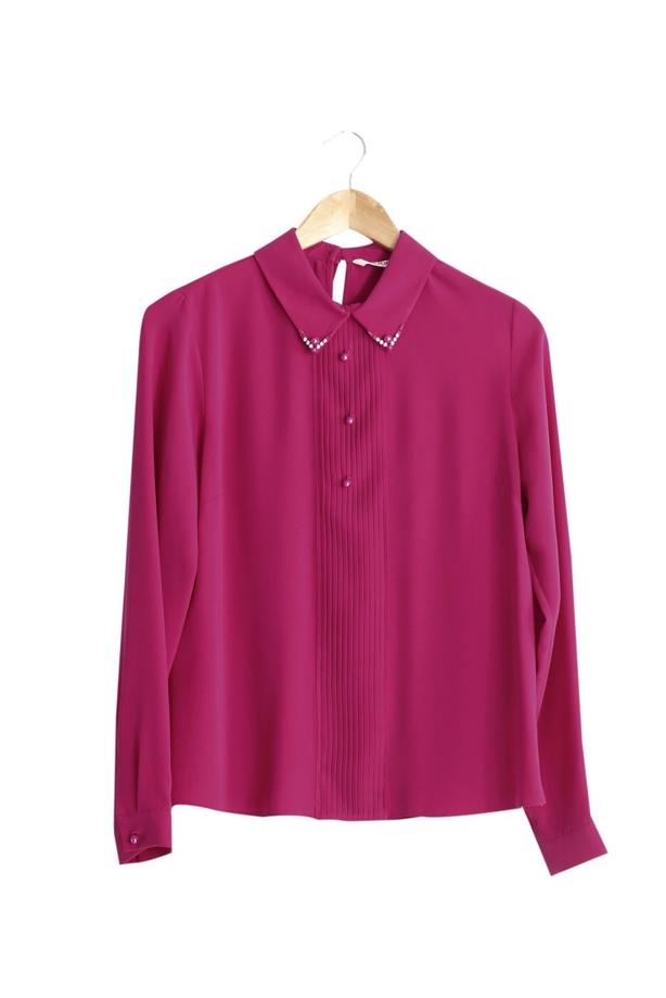 Tesettür giyim FUŞYA İNCİ DETAYLI BLUZ 8725  - TRENDTESETTÜR