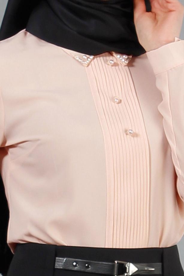 Vêtements hijab  PEARL DETAIL BLOUSE 8725  - TRENDTESETTÜR