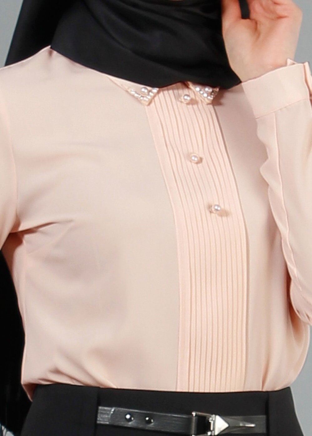 Vêtements hijab POUDRE BLOUSE DÉTAILS PERLES 8725