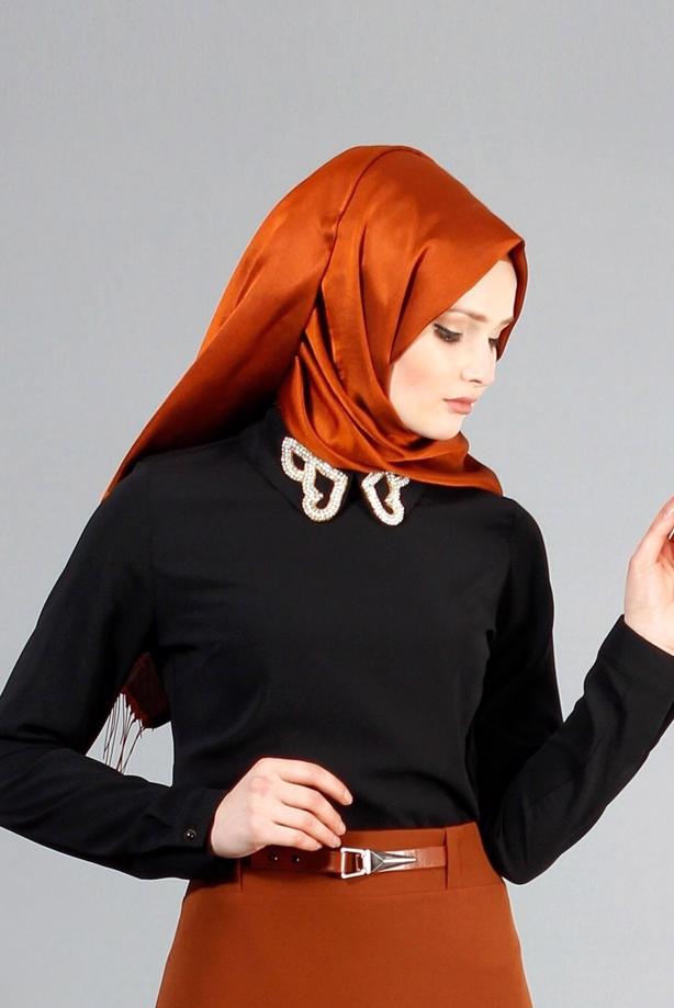 Vêtements hijab  COLLAR EMBROIDERED BLOUSE 8728  - TRENDTESETTÜR