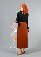 Vêtements hijab NOIR BLOUSE COL BRODÉ 8728
