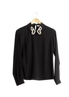 Vêtements hijab NOIR BLOUSE COL BRODÉ 8728