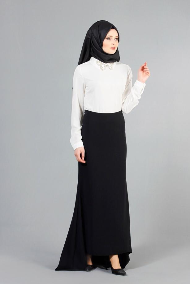 Vêtements hijab  COLLAR EMBROIDERED BLOUSE 8728  - TRENDTESETTÜR