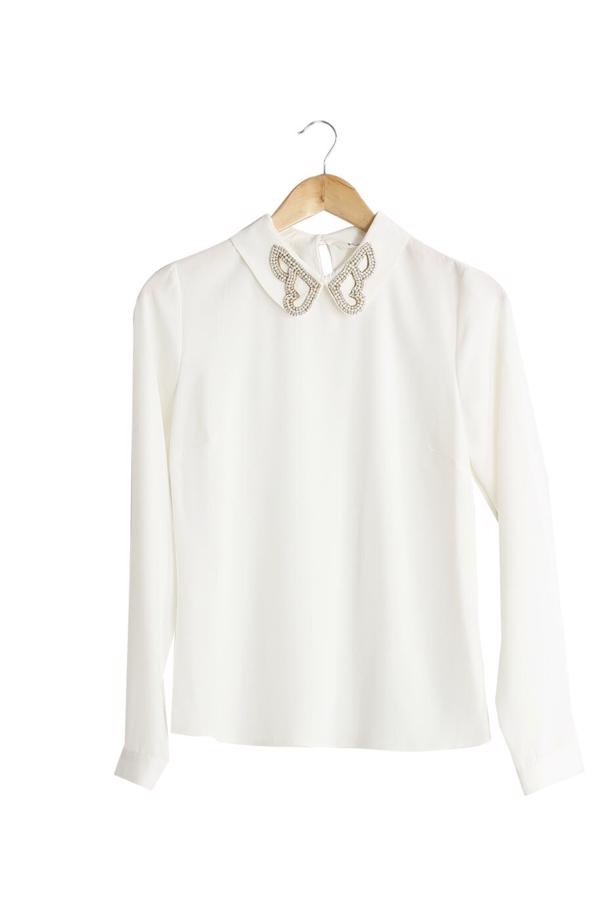 Vêtements hijab  COLLAR EMBROIDERED BLOUSE 8728  - TRENDTESETTÜR