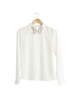 Hijab clothing ECRU COLLAR EMBROIDERED BLOUSE 8728 