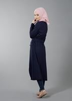 Vêtements hijab BLEU MARINE T 8736 Puane Gizli Düğmeli Cepli Tunik