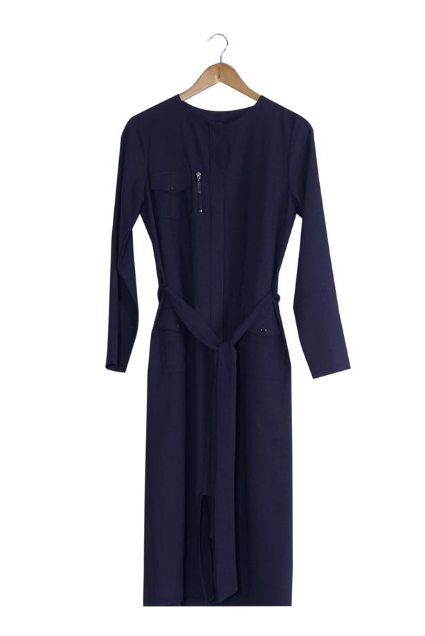 Vêtements hijab  T 8736 Puane Gizli Düğmeli Cepli Tunik - TRENDTESETTÜR